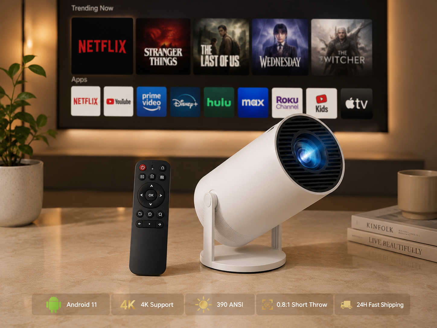 Compact 4K Movie Projector