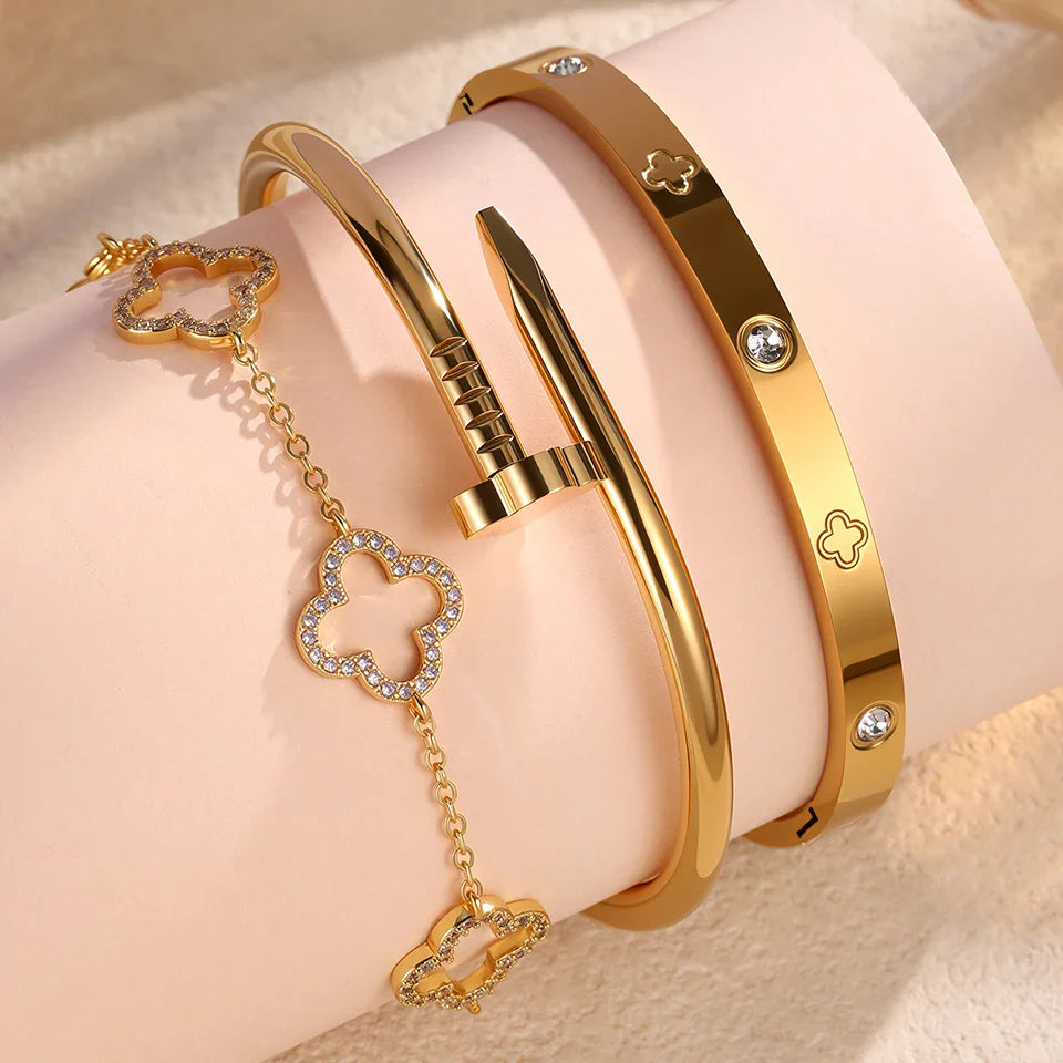 Elegant Gold Flower Bangles