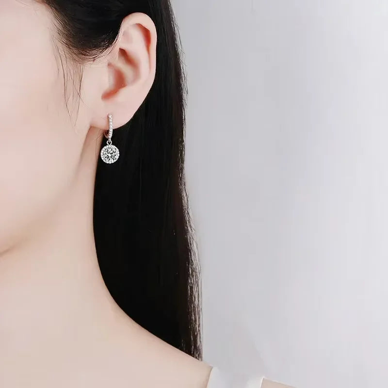 Sparkling Silver Moissanite Earrings