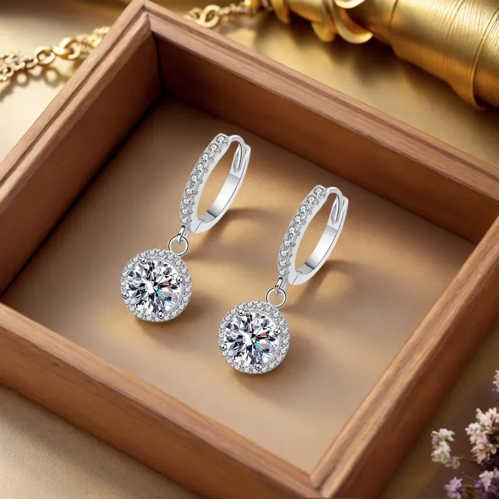 Sparkling Silver Moissanite Earrings