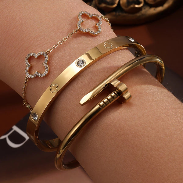 Elegant Gold Flower Bangles