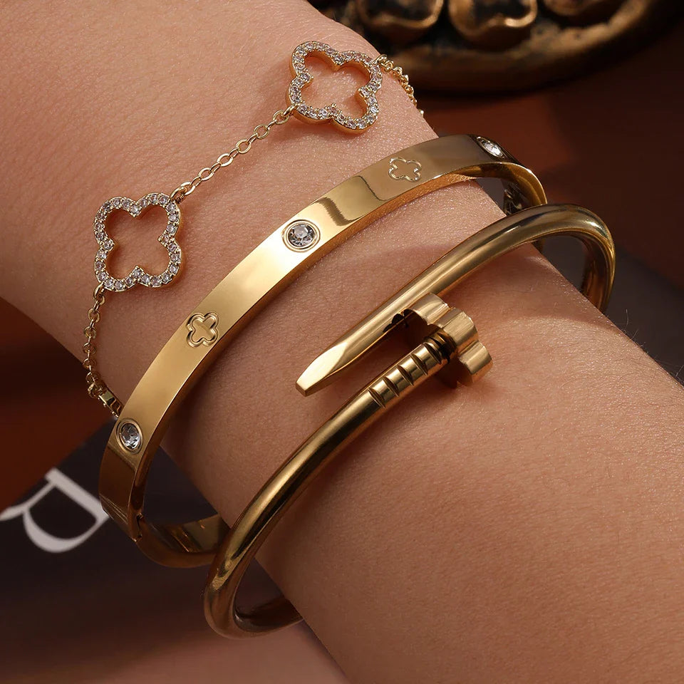Elegant Gold Flower Bangles