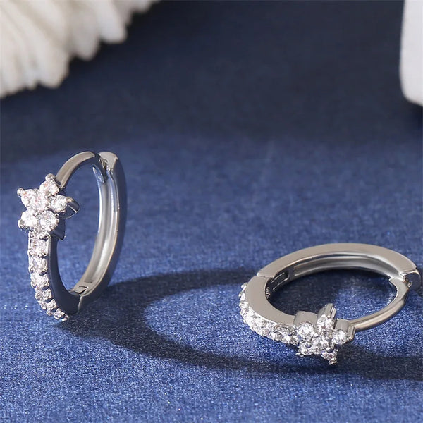 Sparkling Star Hoop Earrings