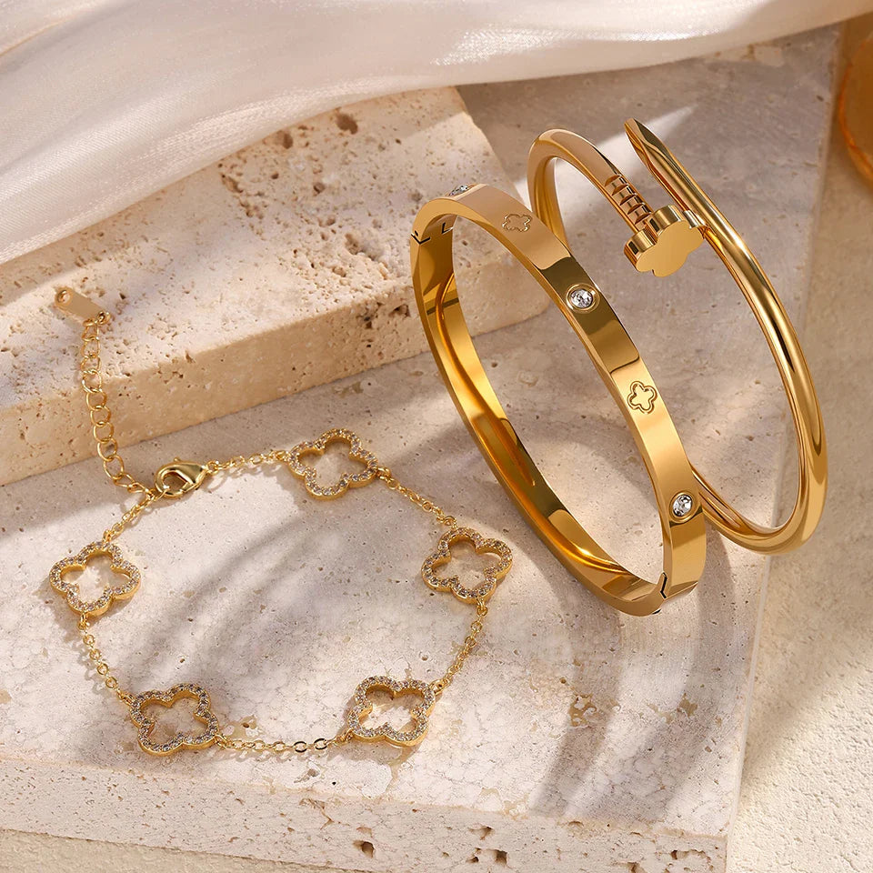 Elegant Gold Flower Bangles